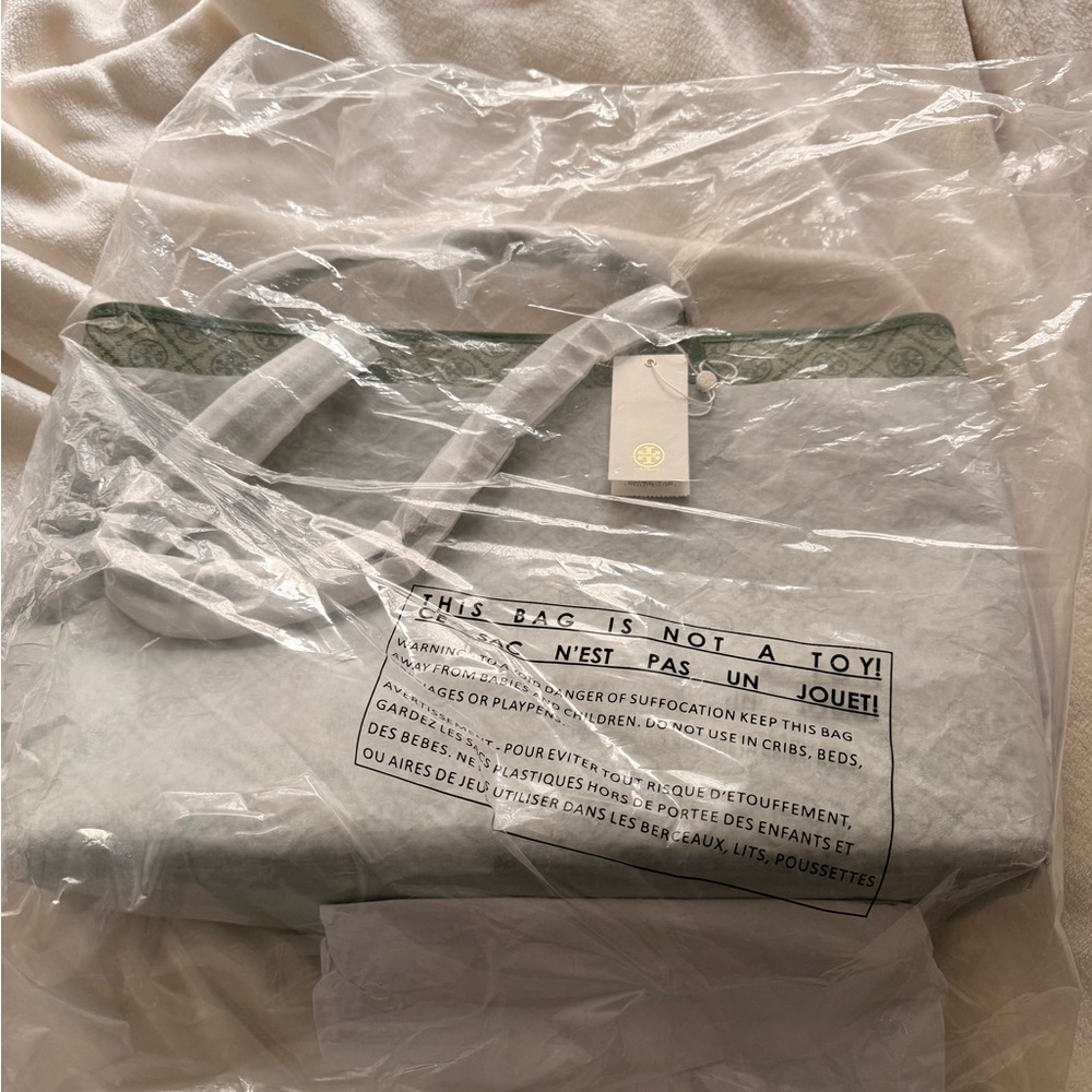 Tory Burch Green and White Tote Bag - original - Picture 5 of 9